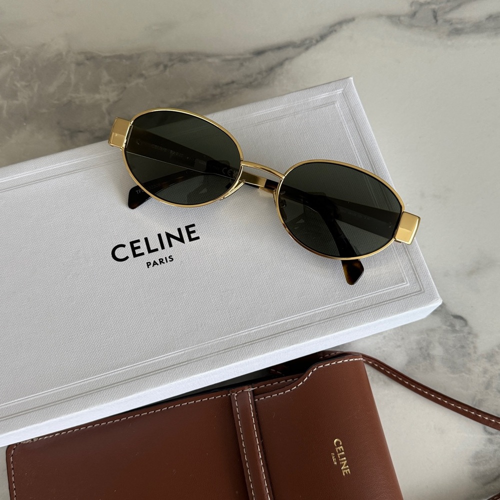 Celine Triomphe Oval Gold Sunglasses